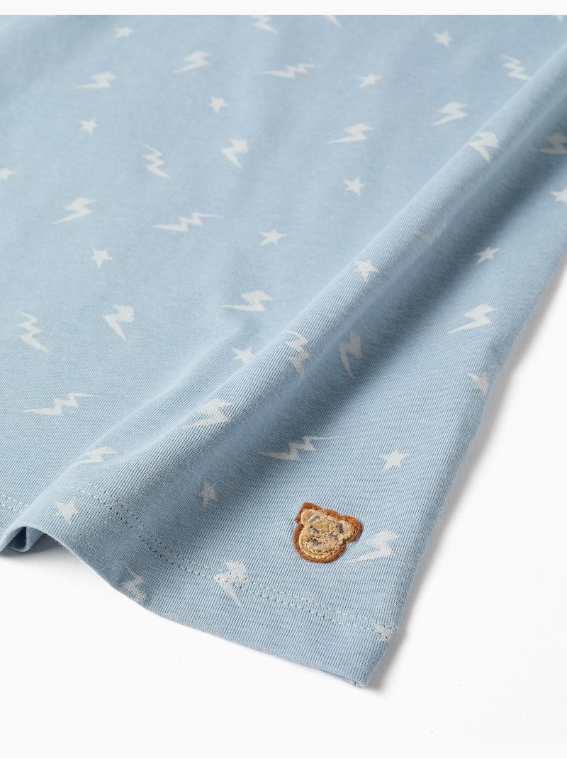 Pyjama à manches courtes en coton avec motif éclair Bleu clair - Kiabi
