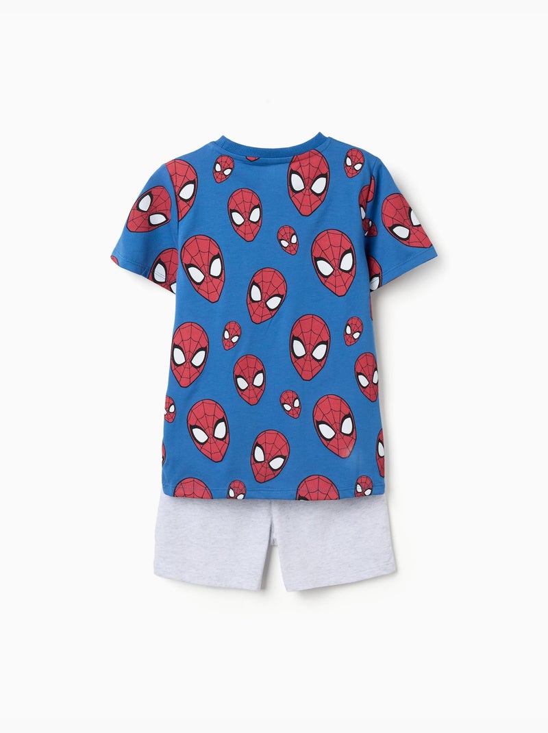 Pyjama à manches courtes en coton avec motif Spider-Man Bleu Bleu - Kiabi