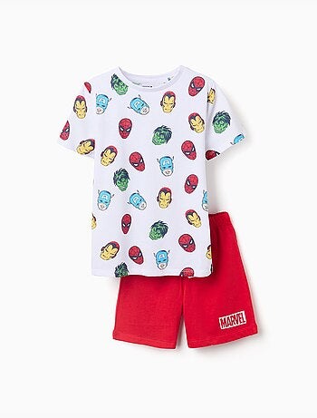 Pyjama à manches courtes en coton avec motifs Marvel