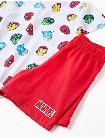 Pyjama à manches courtes en coton avec motifs Marvel