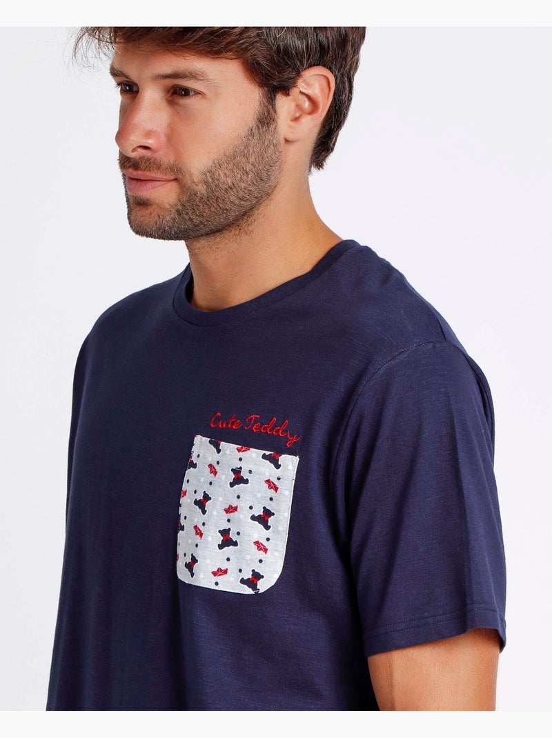 Pyjama à manches courtes en peluche pour homme ADMAS Bleu marine - Kiabi