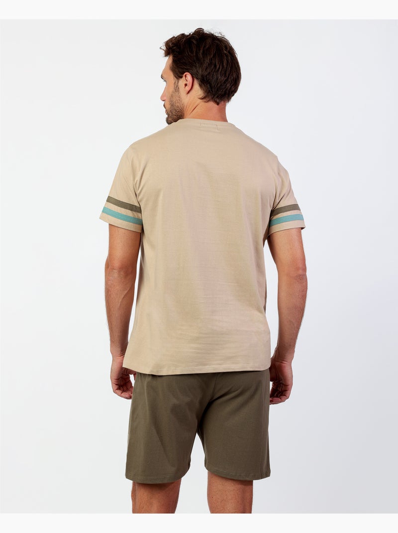 Pyjama à manches courtes Evergreen pour homme NEW PLAN Camel - Kiabi