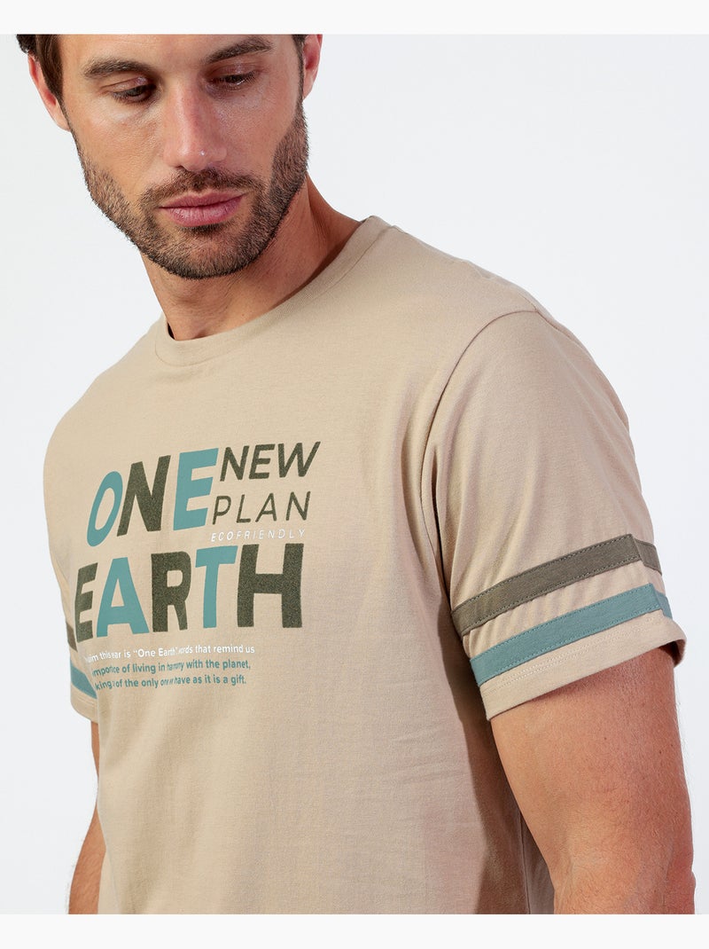 Pyjama à manches courtes Evergreen pour homme NEW PLAN Camel - Kiabi