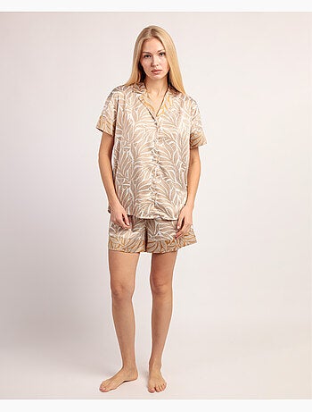 Pyjama à manches courtes feuilles de luxe pour femme ADMAS LUXURY