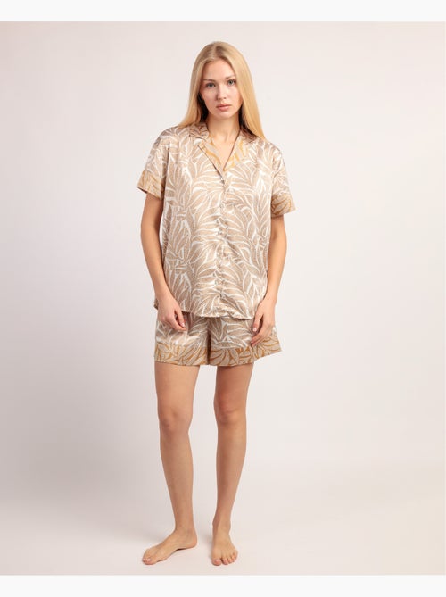 Pyjama à manches courtes feuilles de luxe pour femme ADMAS LUXURY - Kiabi Pyjama à manches courtes feuilles de luxe pour femme ADMAS LUXURY - Kiabi