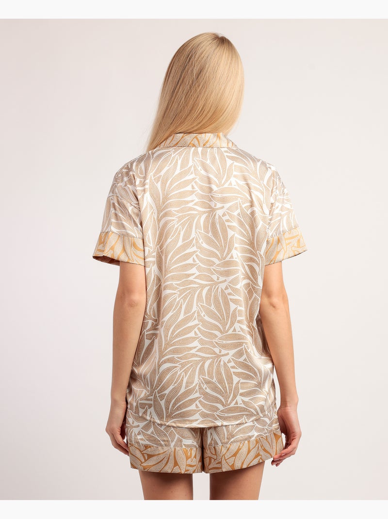 Pyjama à manches courtes feuilles de luxe pour femme ADMAS LUXURY Or - Kiabi