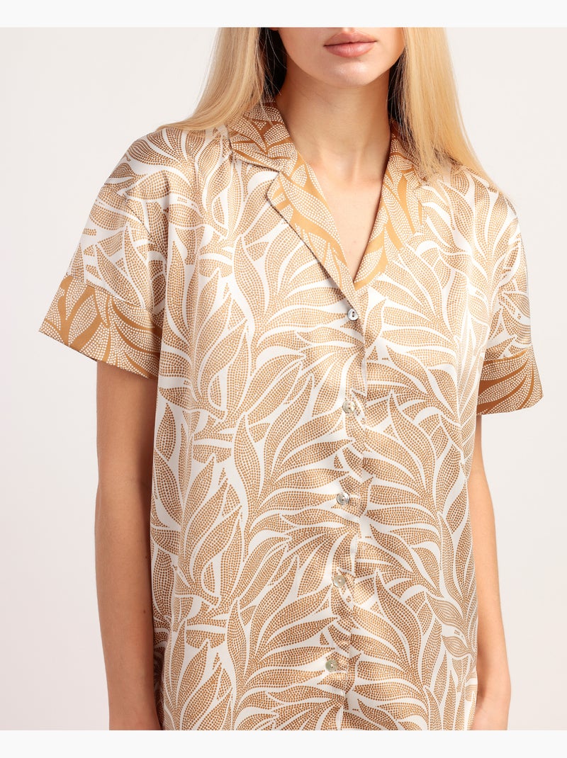 Pyjama à manches courtes feuilles de luxe pour femme ADMAS LUXURY Or - Kiabi