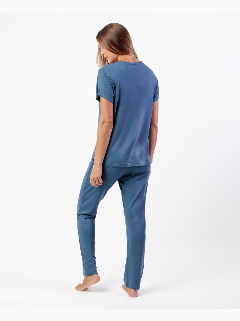 Pyjama à manches courtes Fresh Air pour femme ADMAS CLASSIC Bleu - Kiabi