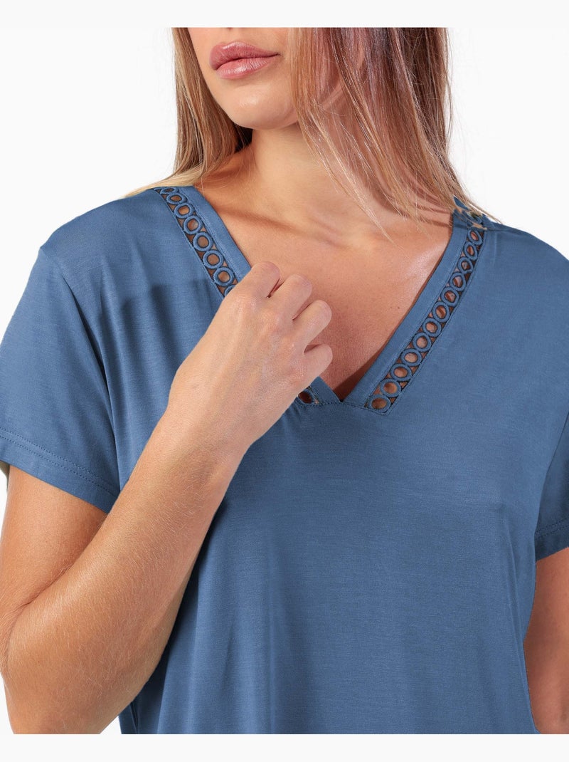 Pyjama à manches courtes Fresh Air pour femme ADMAS CLASSIC Bleu - Kiabi