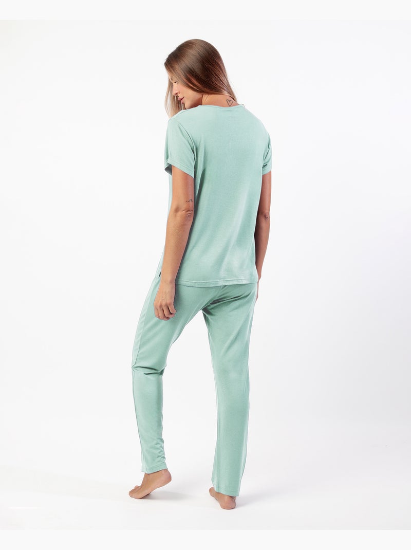 Pyjama à manches courtes Fresh Air pour femme ADMAS CLASSIC Vert - Kiabi