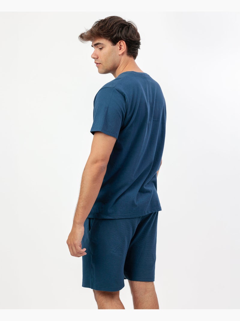 Pyjama à manches courtes Honey Comb pour homme ADMAS HOME Bleu - Kiabi