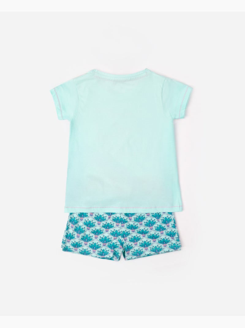 Pyjama à manches courtes Jasmine pour fille DISNEY Bleu aqua - Kiabi