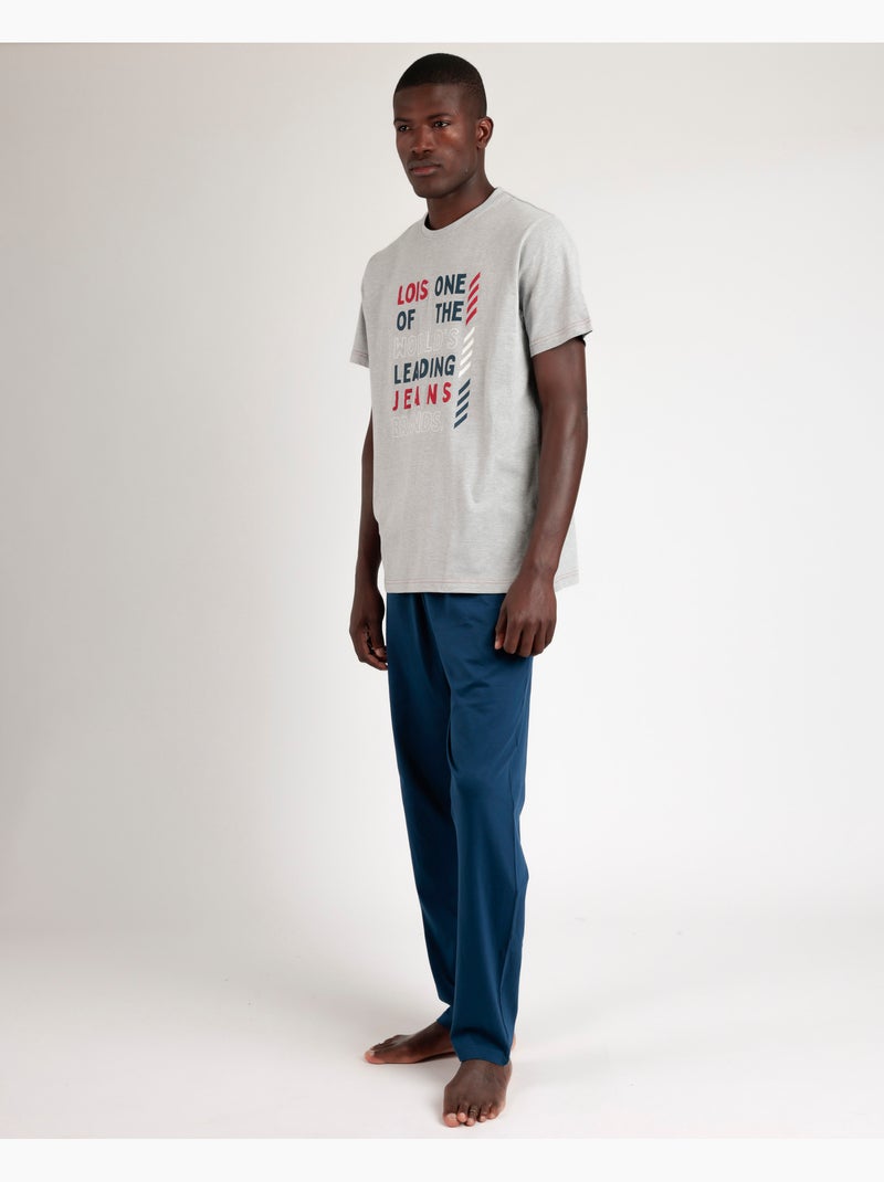 Pyjama à manches courtes Leader pour homme LOIS Gris chiné - Kiabi