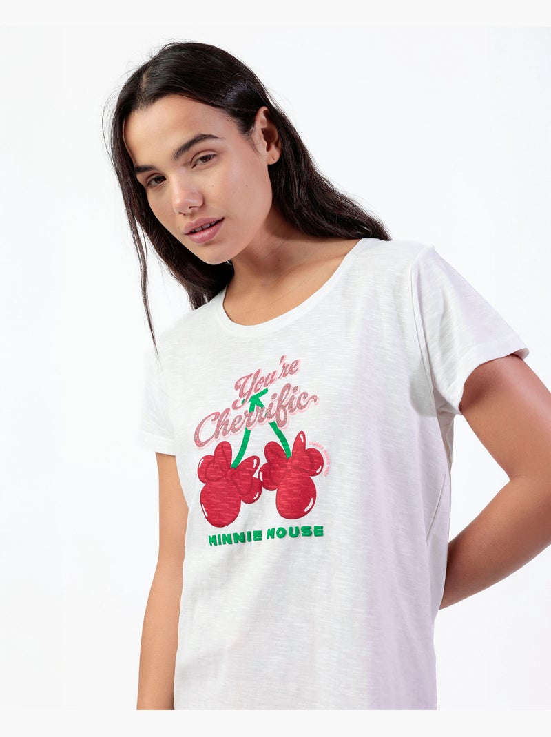 Pyjama à manches courtes Minnie Cherry pour femme de Disney Blanc - Kiabi