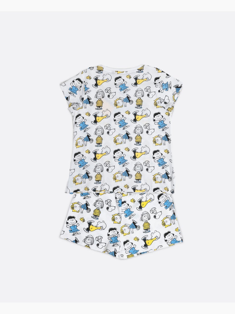 Pyjama à manches courtes PEANUTS Party Friends pour filles Blanc - Kiabi