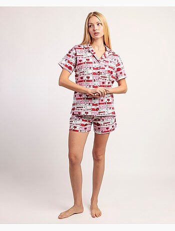 Pyjama à manches courtes PEANUTS pour femme, motif Love Valentines