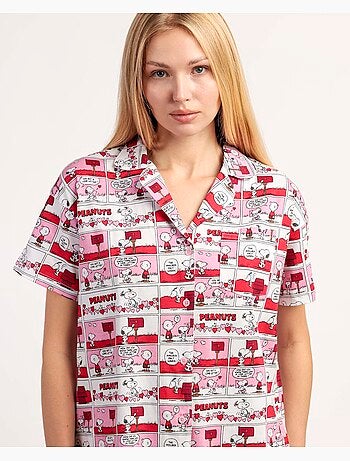 Pyjama à manches courtes PEANUTS pour femme, motif Love Valentines