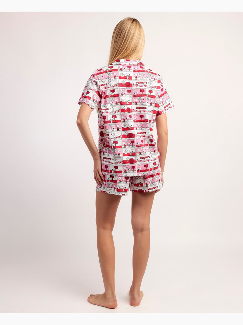 Pyjama à manches courtes PEANUTS pour femme, motif Love Valentines Rouge - Kiabi