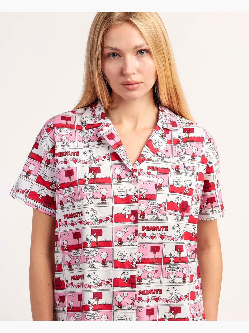 Pyjama à manches courtes PEANUTS pour femme, motif Love Valentines Rouge - Kiabi