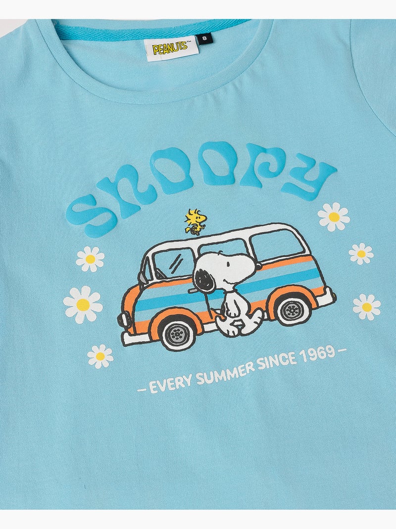 Pyjama à manches courtes PEANUTS Snoopy Van pour fille Bleu - Kiabi