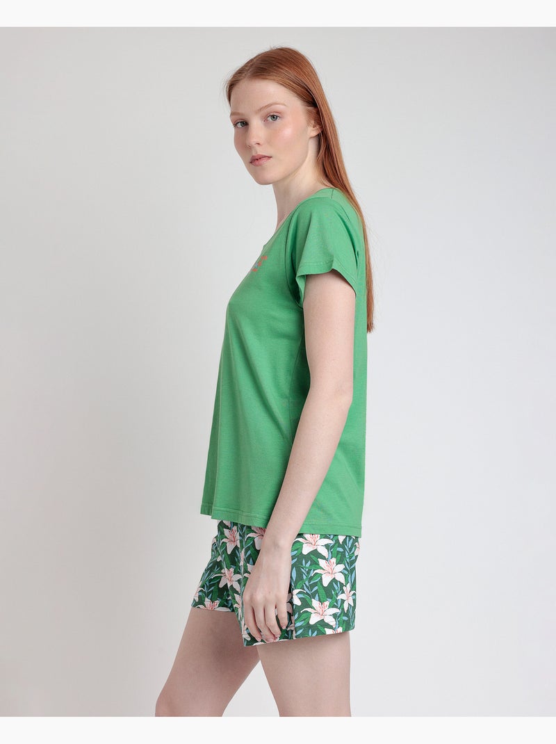 Pyjama à manches courtes pour femme ADMAS > Vert - Kiabi
