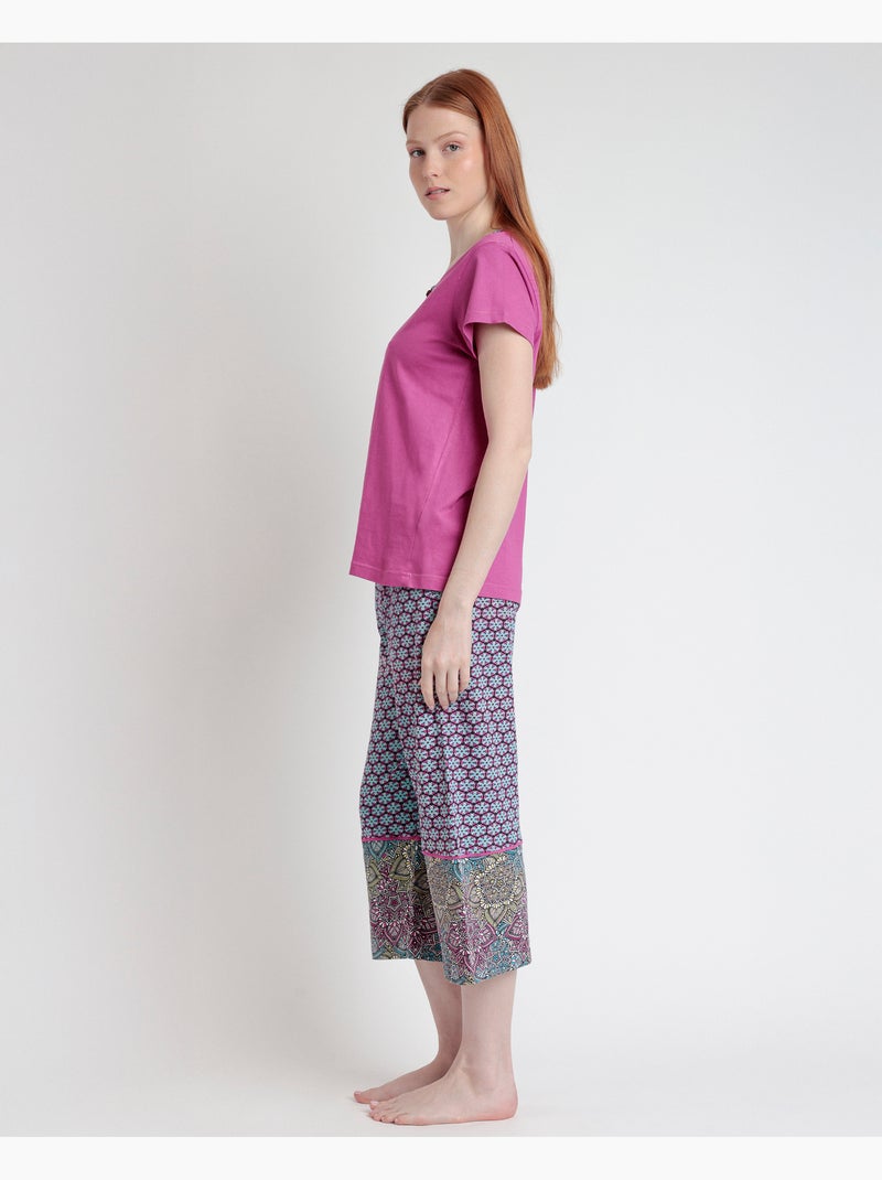 Pyjama à manches courtes pour femme ADMAS à motif mandala Violet/Rose - Kiabi