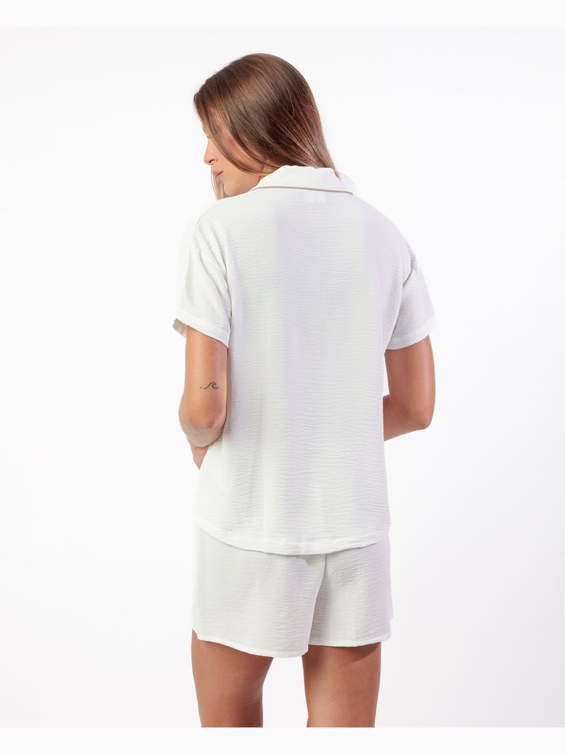 Pyjama à manches courtes pour femme ADMAS CLASSIC, modèle Arabia classique Blanc - Kiabi