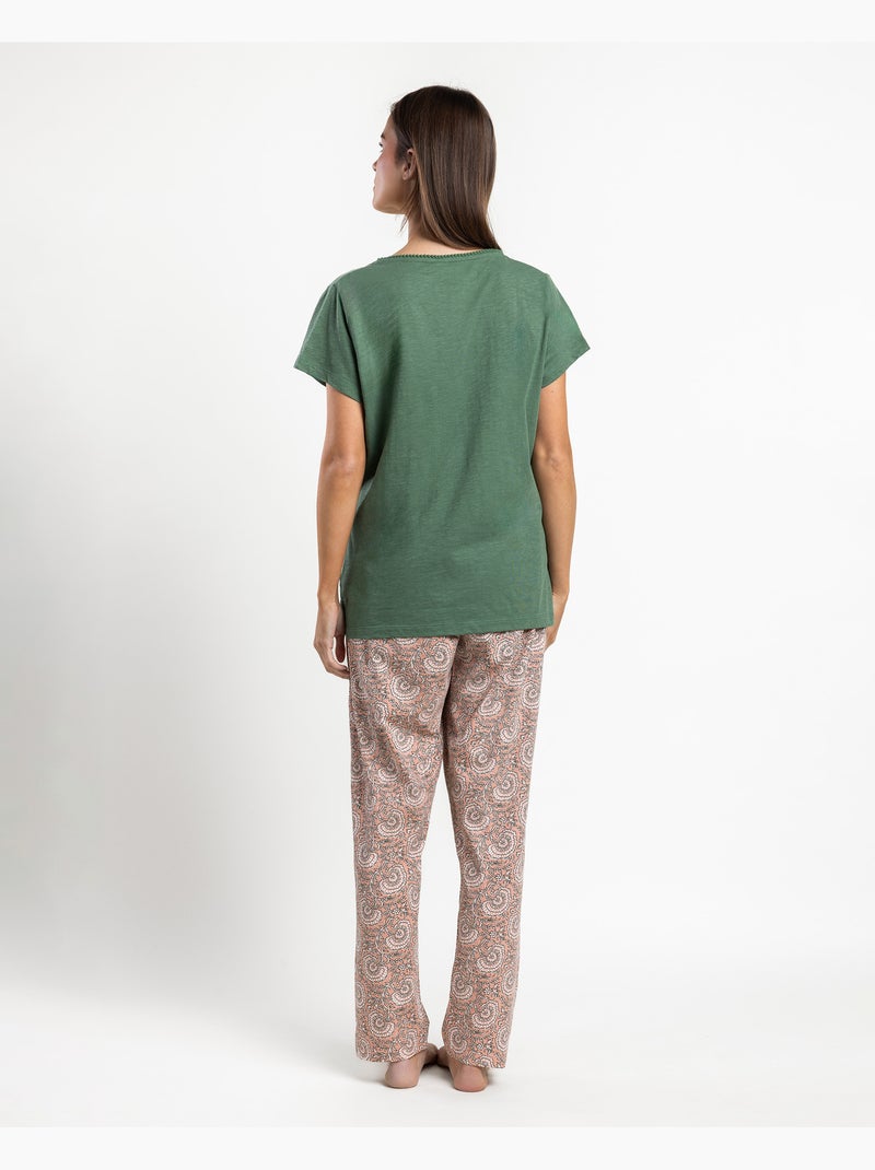Pyjama à manches courtes pour femme ADMAS GARDEN Green Garden Vert - Kiabi