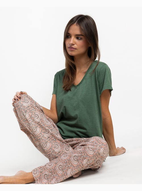 Pyjama à manches courtes pour femme ADMAS GARDEN Green Garden - Kiabi