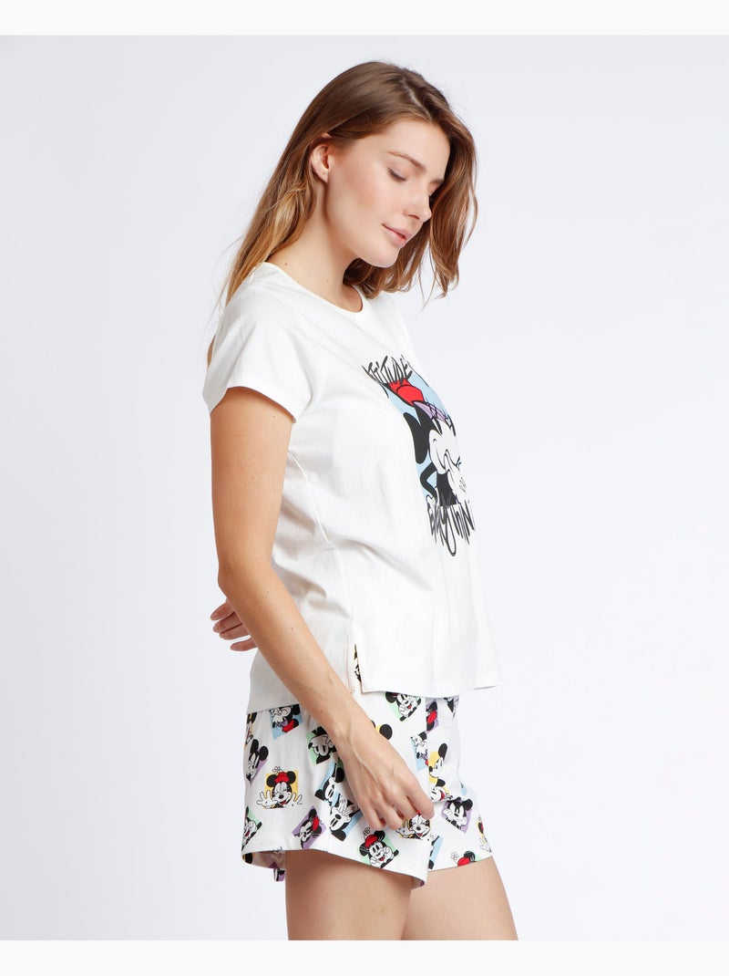 Pyjama à manches courtes pour femme Disney > Ecru - Kiabi