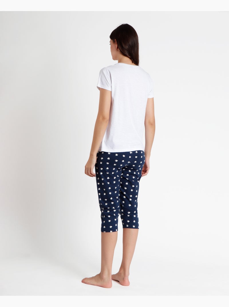 Pyjama à manches courtes pour femme Disney Love is in the Air Blanc - Kiabi