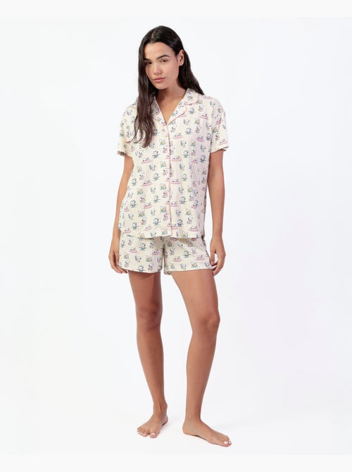 Pyjama à manches courtes pour femme PEANUTS Summer Break - Kiabi Pyjama à manches courtes pour femme PEANUTS Summer Break - Kiabi