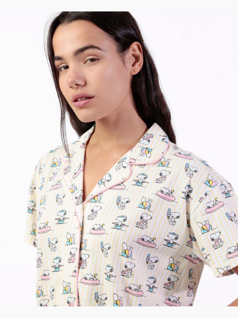 Pyjama à manches courtes pour femme PEANUTS Summer Break Rose - Kiabi