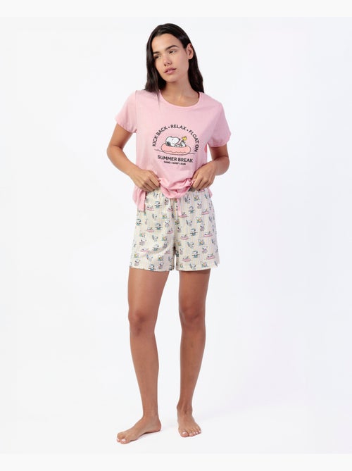 Pyjama à manches courtes pour femme PEANUTS Summer Break - Kiabi Pyjama à manches courtes pour femme PEANUTS Summer Break - Kiabi