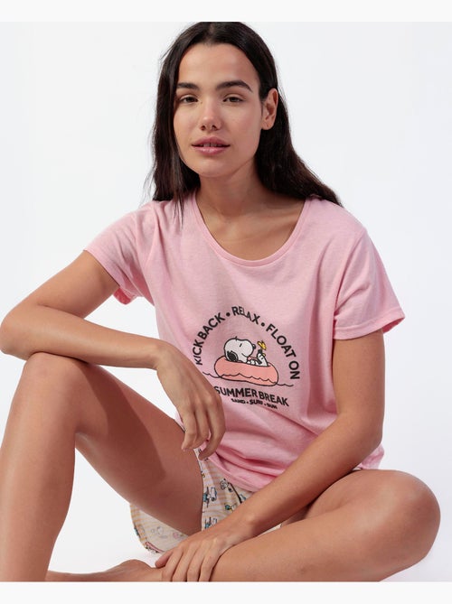 Pyjama à manches courtes pour femme PEANUTS Summer Break - Kiabi Pyjama à manches courtes pour femme PEANUTS Summer Break - Kiabi