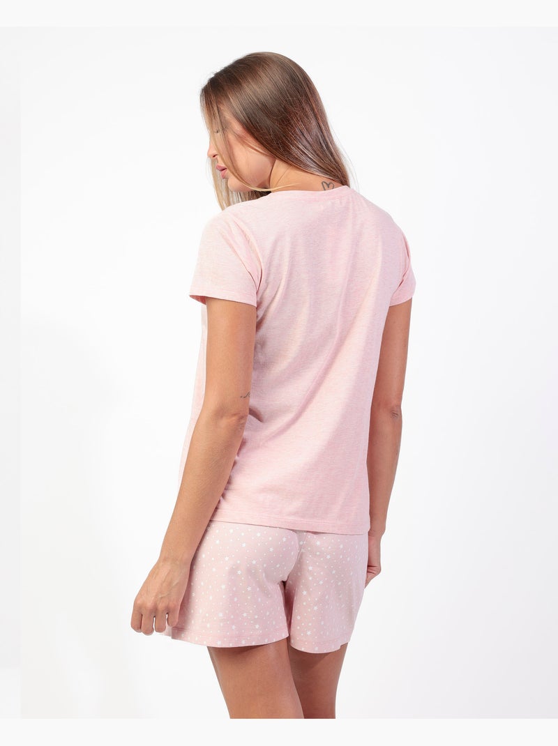 Pyjama à manches courtes pour femme RESTEZ À LA MAISON Believe Peche - Kiabi