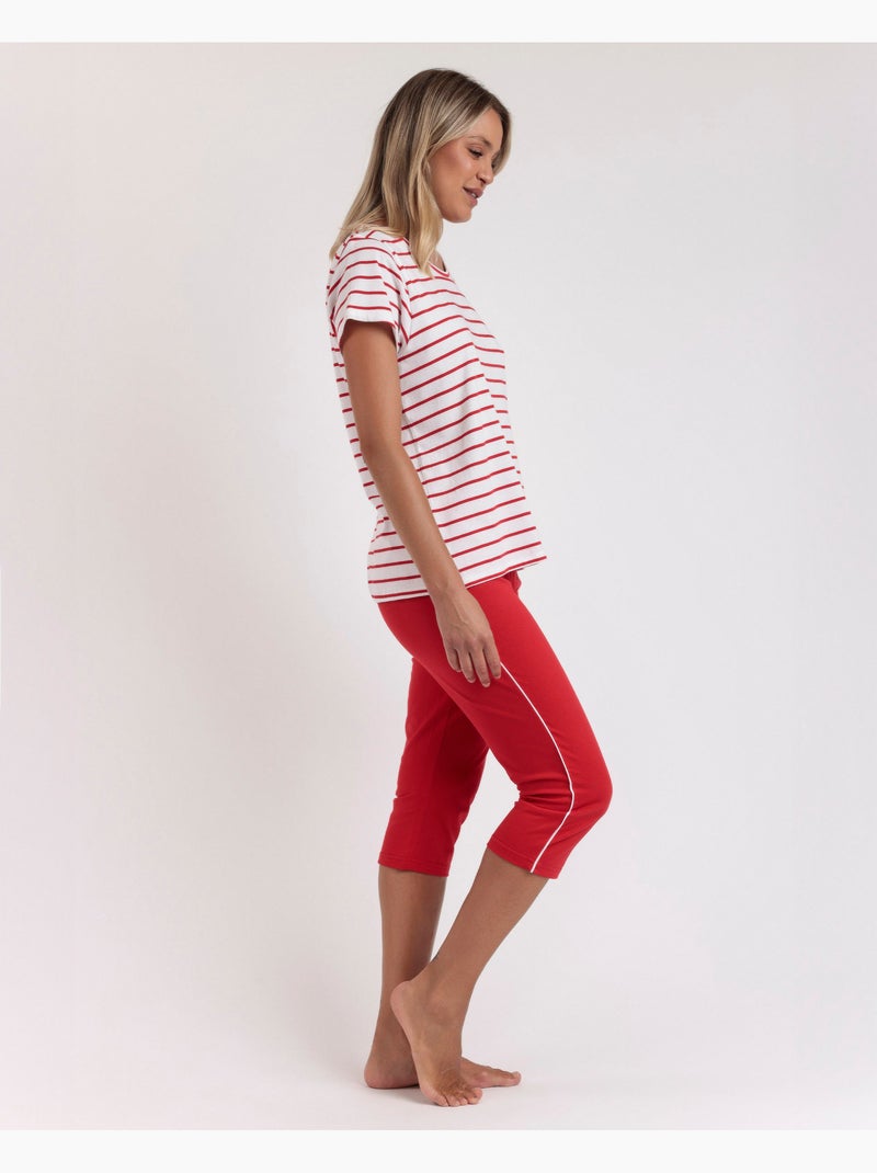 Pyjama à manches courtes pour femmes ADMAS Sailor Club Rouge - Kiabi