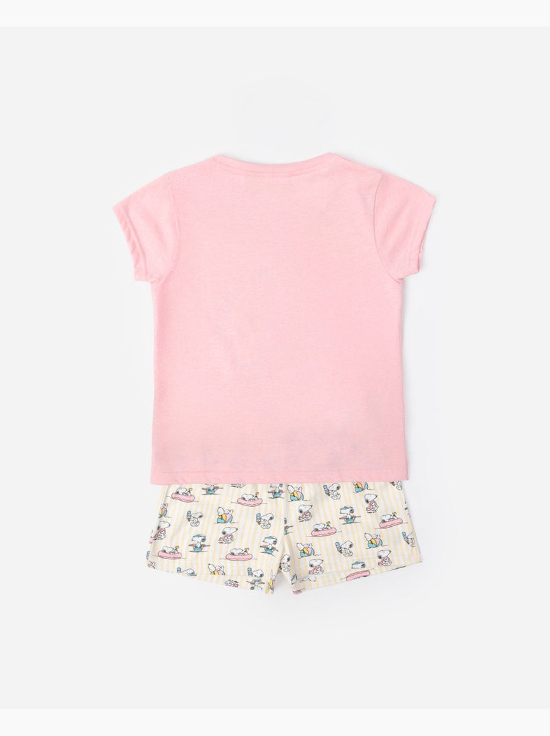 Pyjama à manches courtes pour filles PEANUTS Summer Break Rose - Kiabi