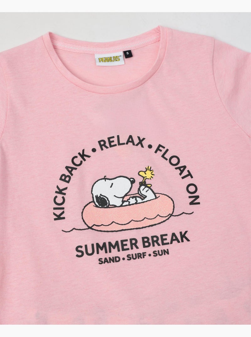Pyjama à manches courtes pour filles PEANUTS Summer Break Rose - Kiabi