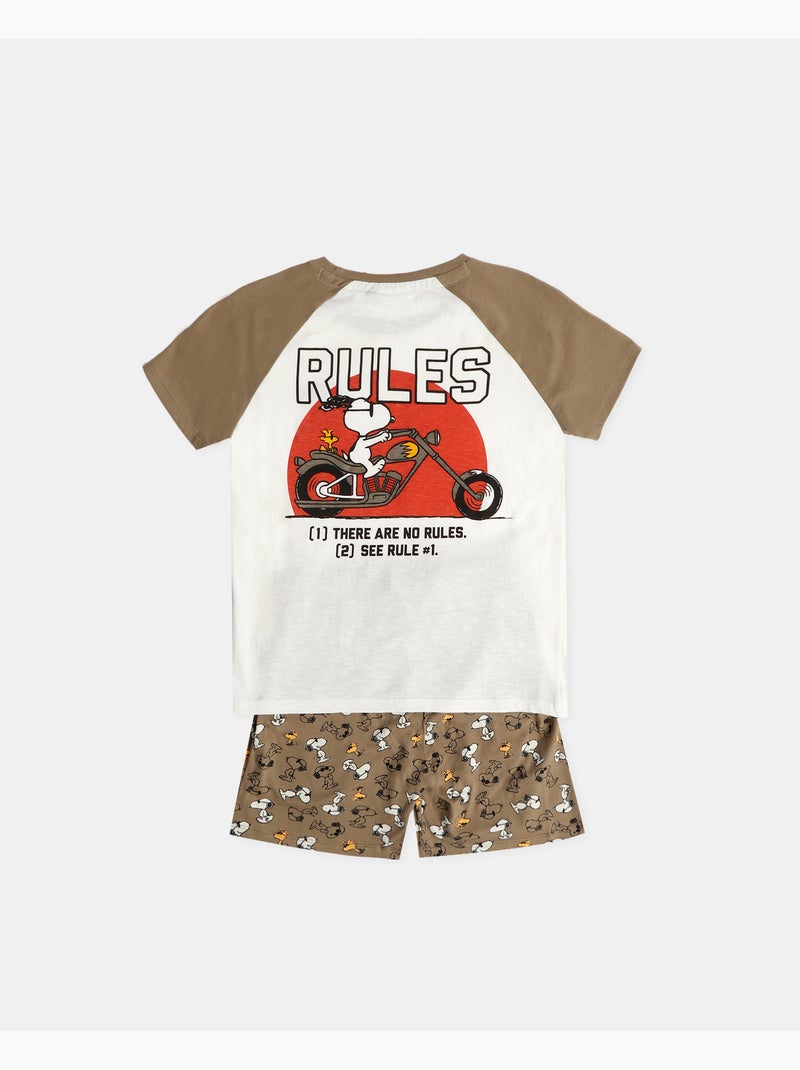 Pyjama à manches courtes pour garçon PEANUTS > Kaki - Kiabi