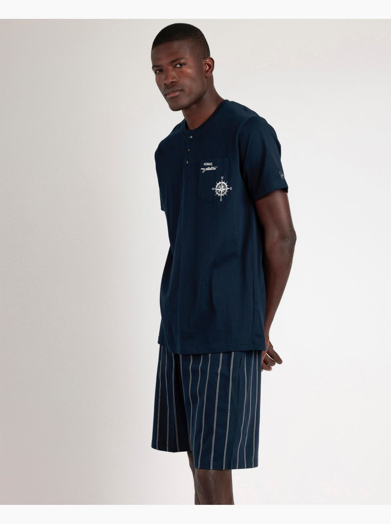Pyjama à manches courtes pour homme de la collection ADMAS Navy Bleu - Kiabi