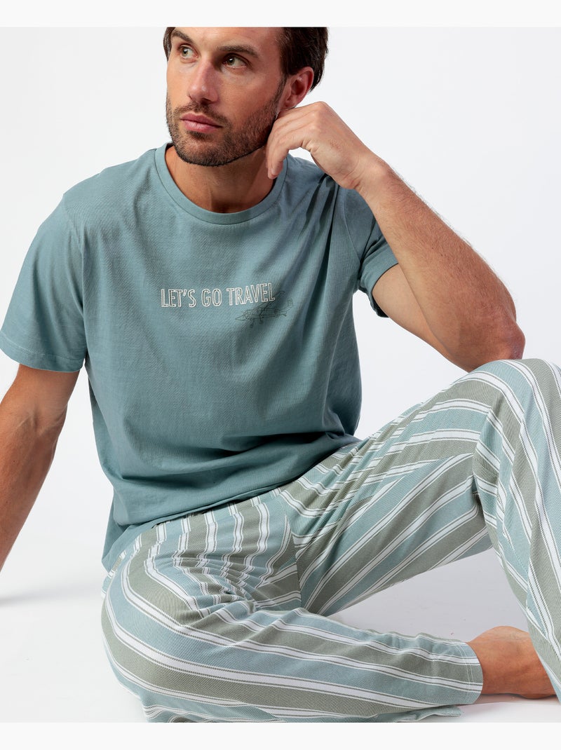 Pyjama à manches courtes pour homme > Let's Go Travel Vert - Kiabi