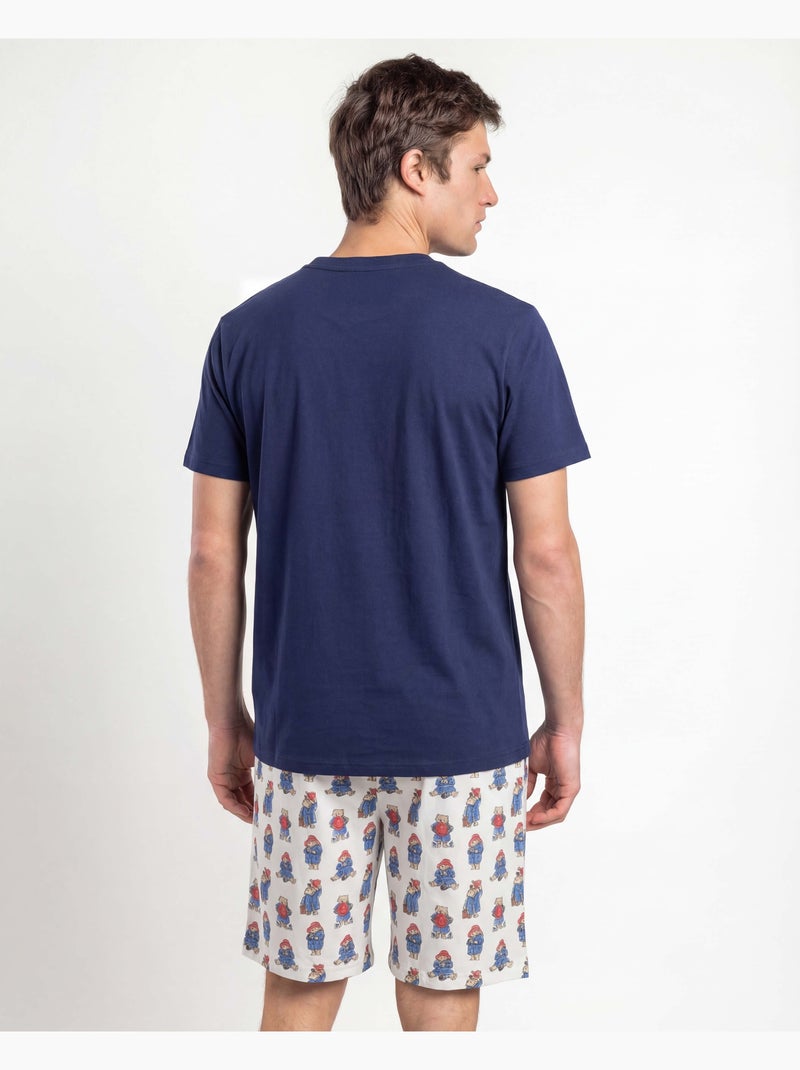 Pyjama à manches courtes pour homme PADDINGTON CLASSIC, motif aquarelle Bleu marine - Kiabi
