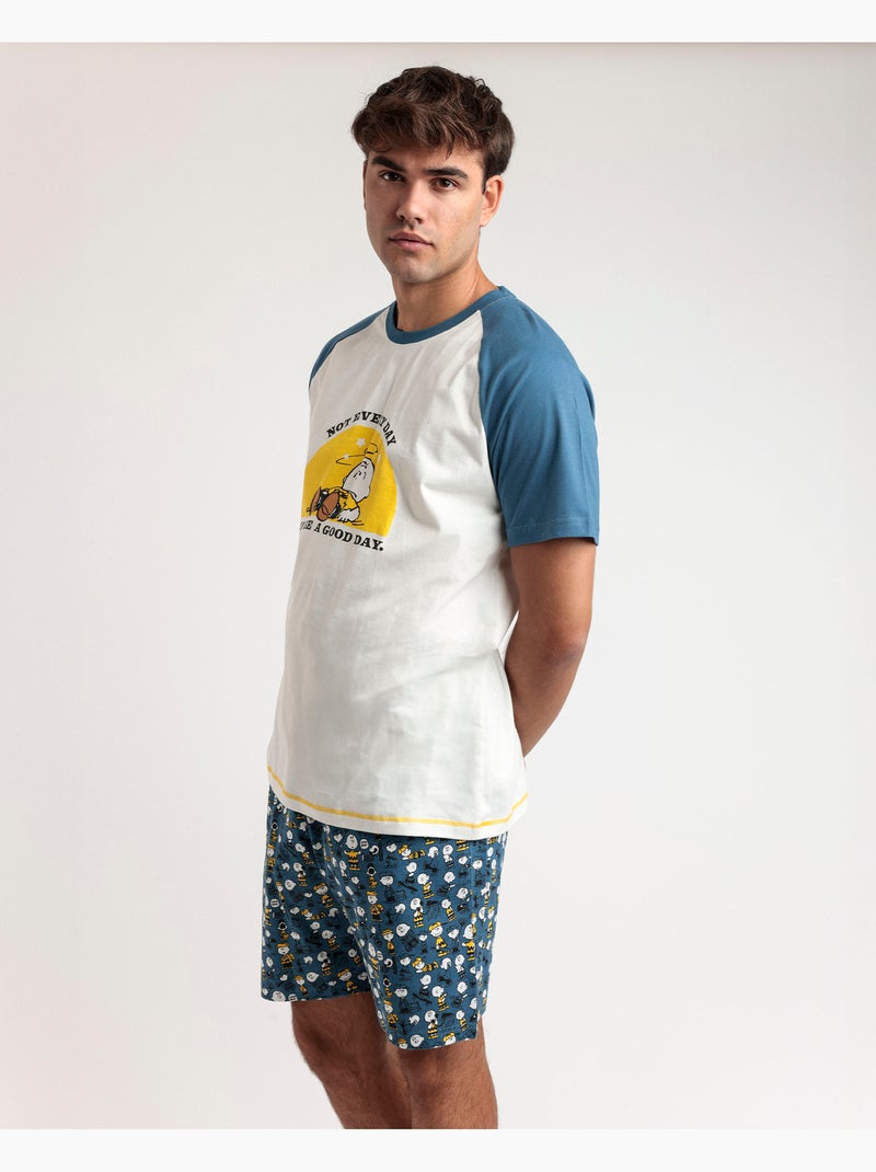 Pyjama à manches courtes pour homme PEANUTS, pas le meilleur Bleu - Kiabi