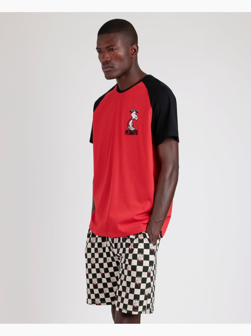 Pyjama à manches courtes pour homme PEANUTS Skate Is Not A Crime Rouge - Kiabi