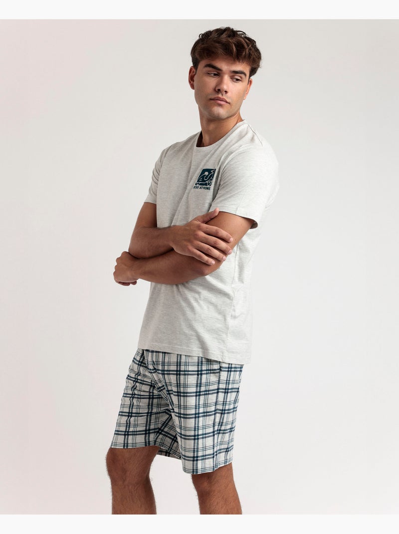 Pyjama à manches courtes pour homme Scooty RESTEZ À LA MAISON Ecru - Kiabi