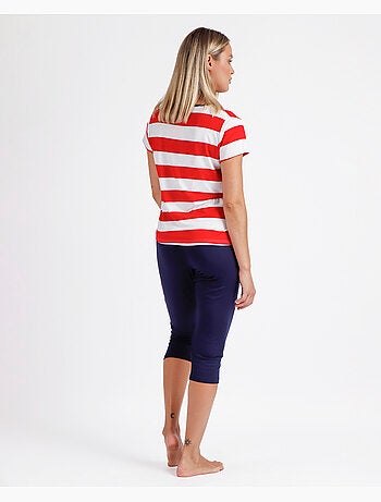 Pyjama à manches courtes rouge marine pour femme ADMAS