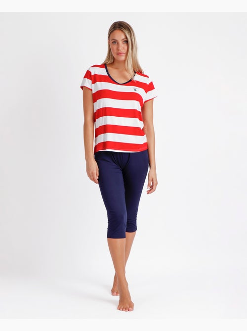 Pyjama à manches courtes rouge marine pour femme ADMAS - Kiabi
