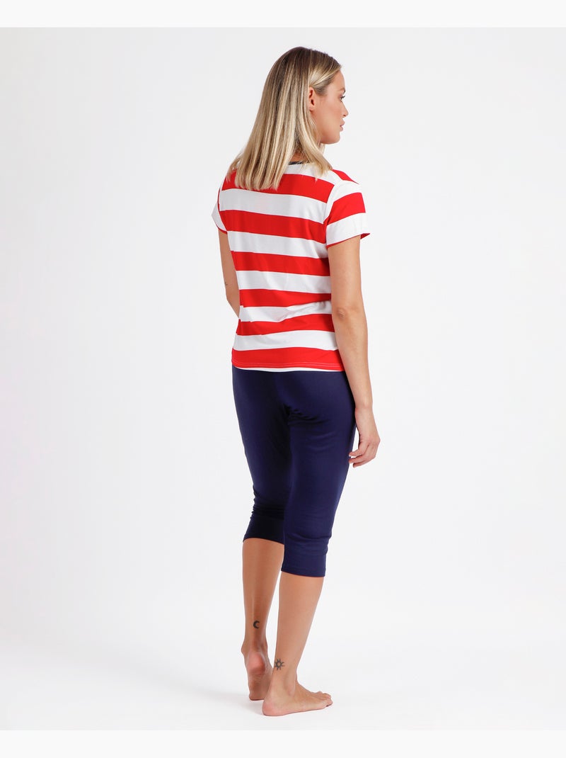 Pyjama à manches courtes rouge marine pour femme ADMAS Rouge - Kiabi