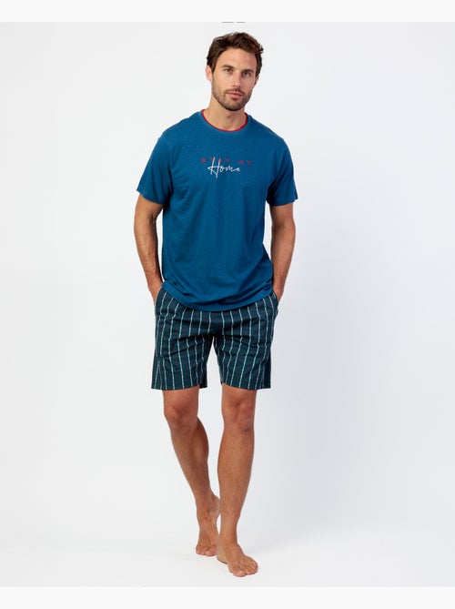 Pyjama à manches courtes Signature pour homme RESTEZ À LA MAISON - Kiabi Pyjama à manches courtes Signature pour homme RESTEZ À LA MAISON - Kiabi
